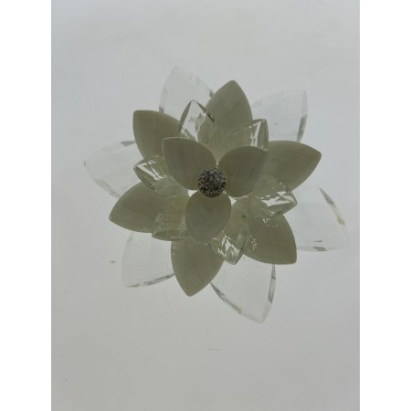 Fiore grande con petali bianchi e pallina c/strass,c/scat.c/Led Cm 11x11