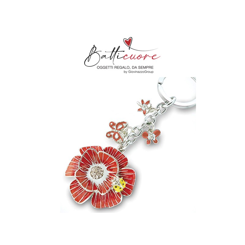 Fiore Rosso in metallo con portachiavi CFN 1 - CTN 10