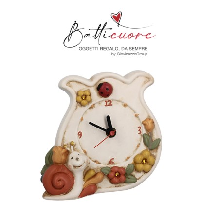 Orologio in ceramica con Lumaca cm 16x15,5 Cfn 1 Ctn 36