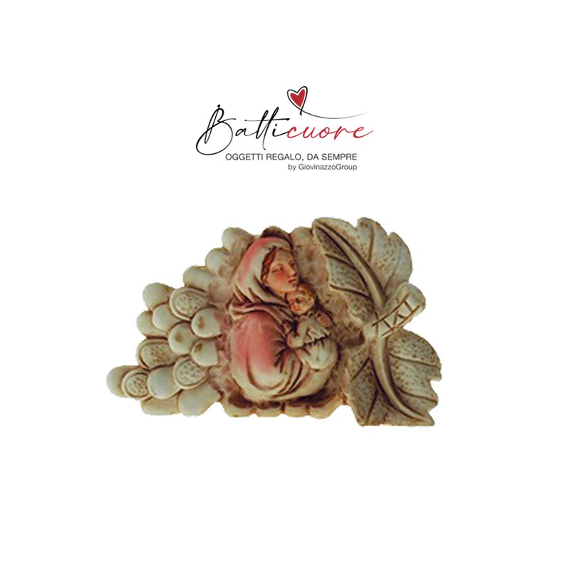 Placchetta uva con madonnina in resina colorata CM 10X6 CFN 6 - CTN 144