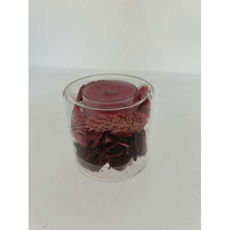 PORTACANDELA CILINDRO VETRO POT-POURRI ROSA 6X6 CON SCATOLA